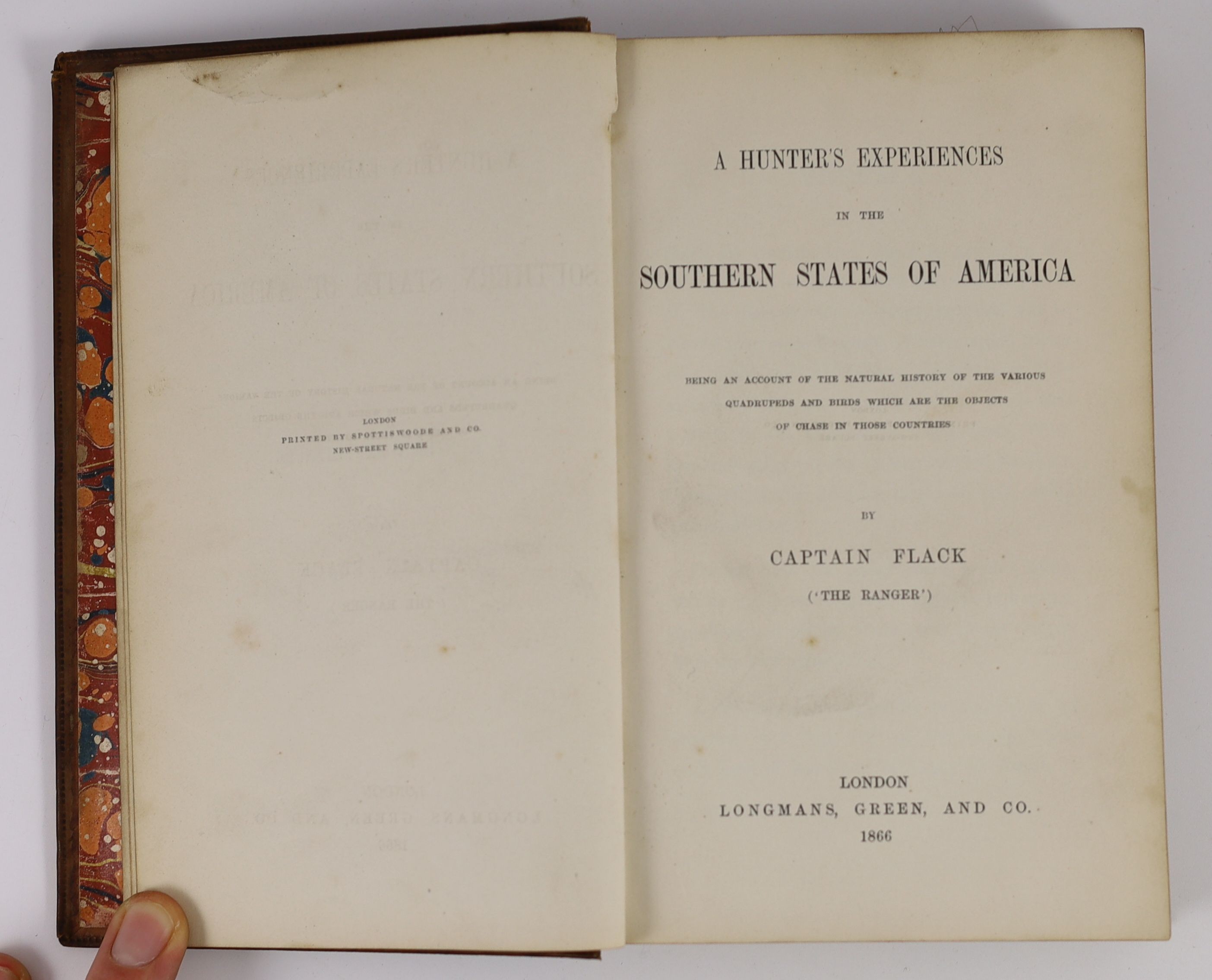 [St. John, Percy Bolingbroke]. A Hunter’s Experiences in the Southern States of America. Being an Account of the Natural History of the various Quadrupeds and Birds which are the Objects of Chase in Those Countries. By C